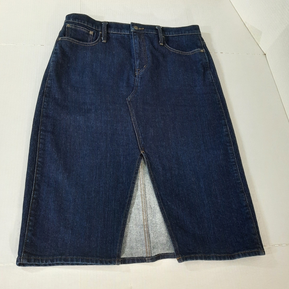 J Crew Dark Rinse Denim Pencil Skirt
